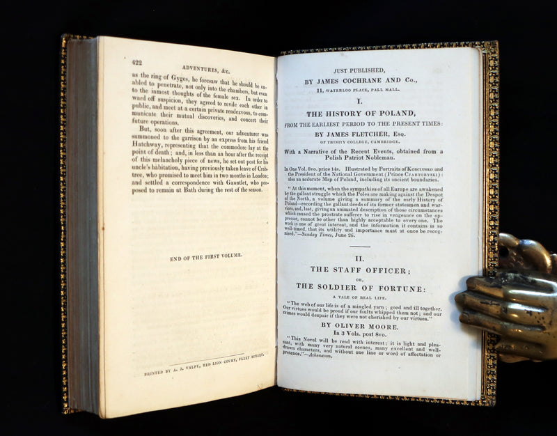 1831 Rare Book set bound by Kaufmann - The Adventures of Peregrine Pickle illustrated by Cruikshank.