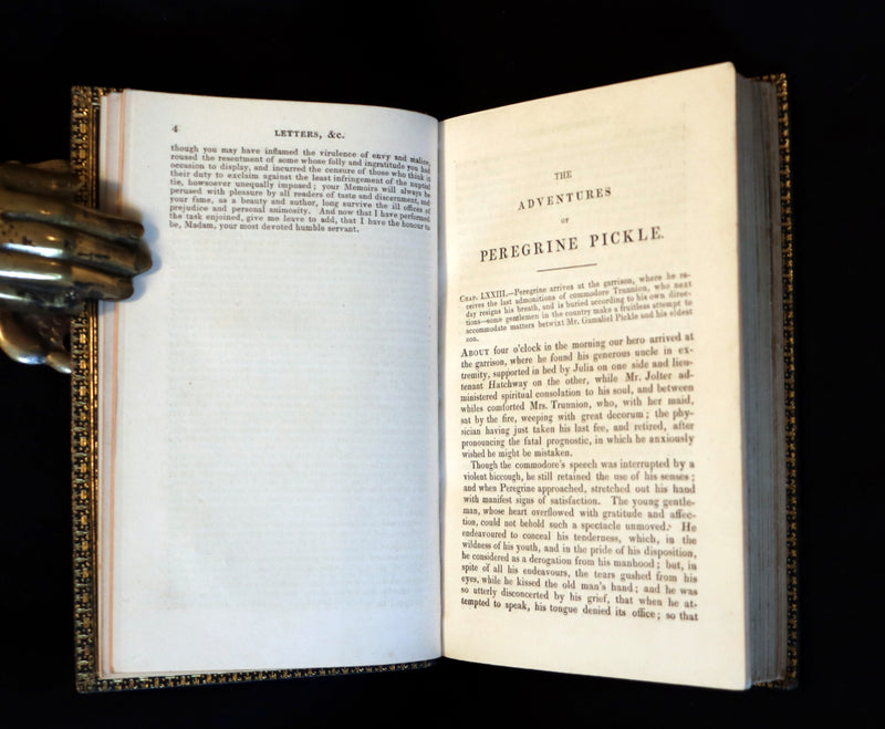 1831 Rare Book set bound by Kaufmann - The Adventures of Peregrine Pickle illustrated by Cruikshank.