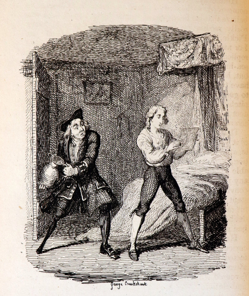 1831 Rare Book set bound by Kaufmann - The Adventures of Peregrine Pickle illustrated by Cruikshank.