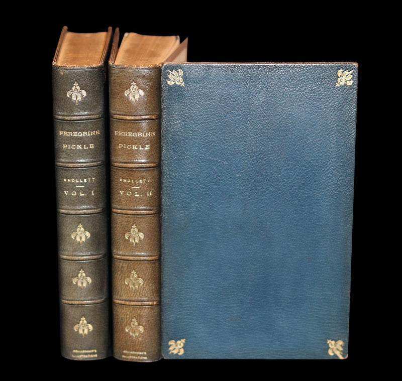 1831 Rare Book set bound by Kaufmann - The Adventures of Peregrine Pickle illustrated by Cruikshank.