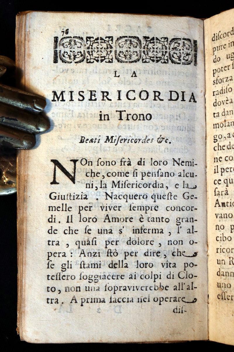 1695 Scarce Italian Vellum Book - The Crown of the Followers of Jesus Christ - Eight Beatitudes by Padre Gio. Angelo Maria Bernia Carmelitano.