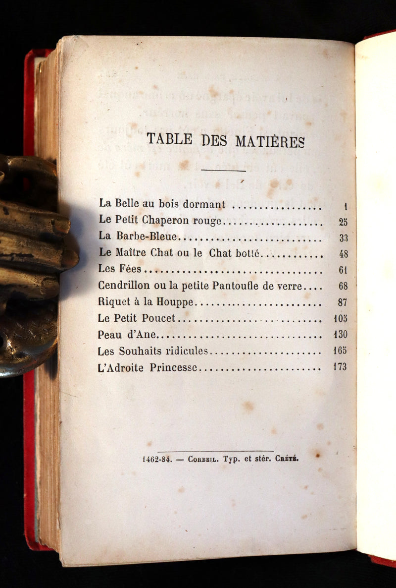 1890 Scarce color illustrated French Book ~ Contes des Fees by Perrault - Fairy Tales.