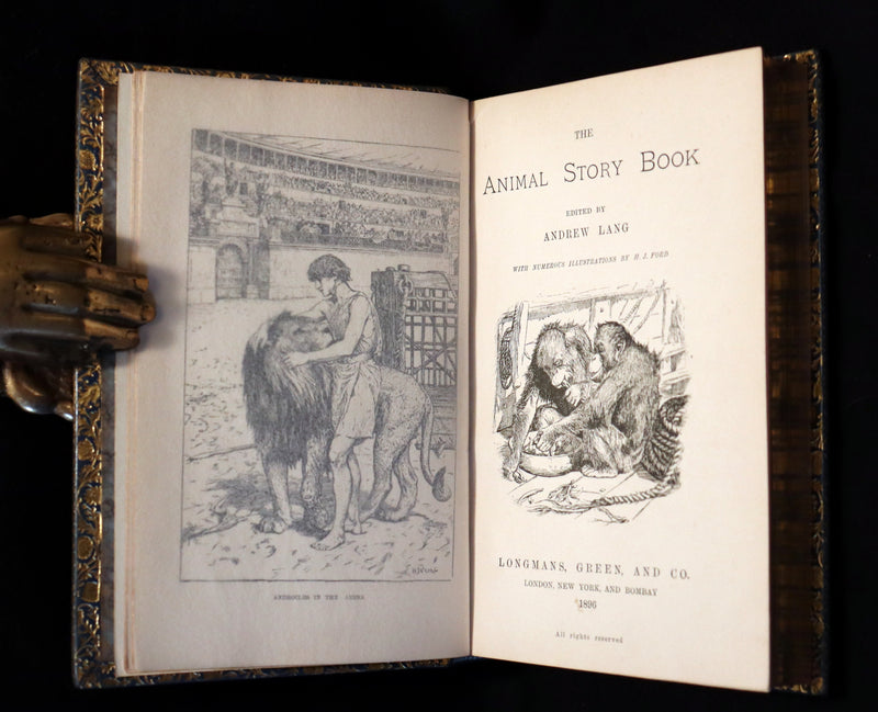 1896 First Edition bound by BAYNTUN- The Animal Story Book by Andrew Lang Illustrated by H. J. FORD.