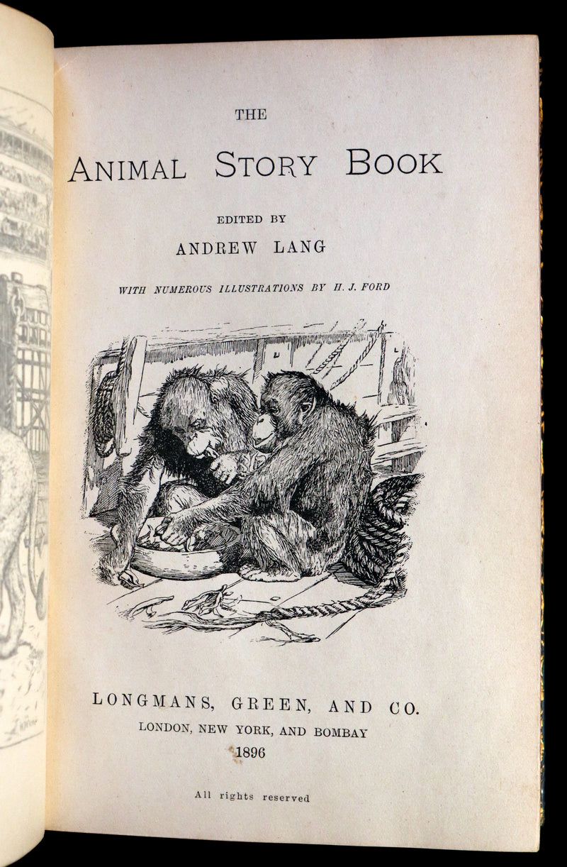 1896 First Edition bound by BAYNTUN- The Animal Story Book by Andrew Lang Illustrated by H. J. FORD.
