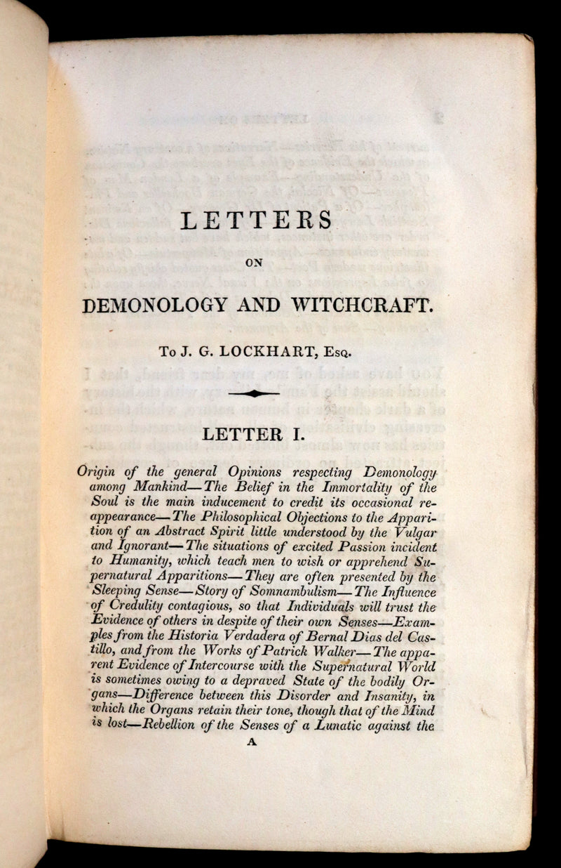 1830 First Edition of Letters on Demonology & Witchcraft - WITCHES & FAIRIES  by Sir Walter Scott.