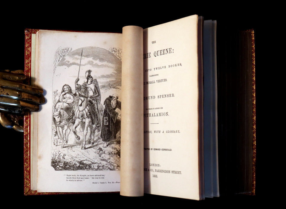 1853 Rare Book in a BEAUTIFUL BINDING ~ The FAERIE QUEENE by Edmund SPENSER Illustrated by Corbould.