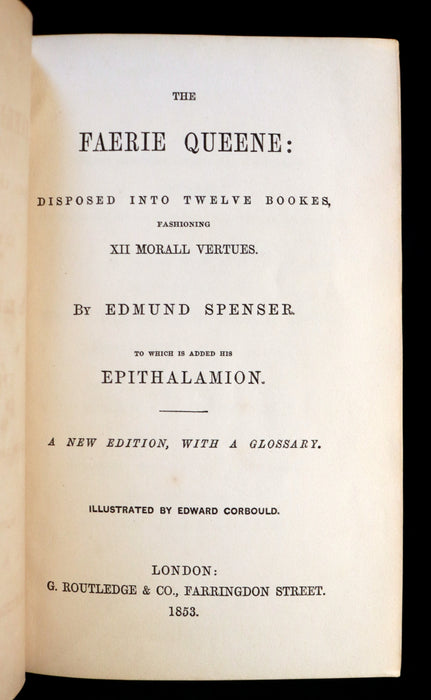 1853 Rare Book in a BEAUTIFUL BINDING ~ The FAERIE QUEENE by Edmund SPENSER Illustrated by Corbould.