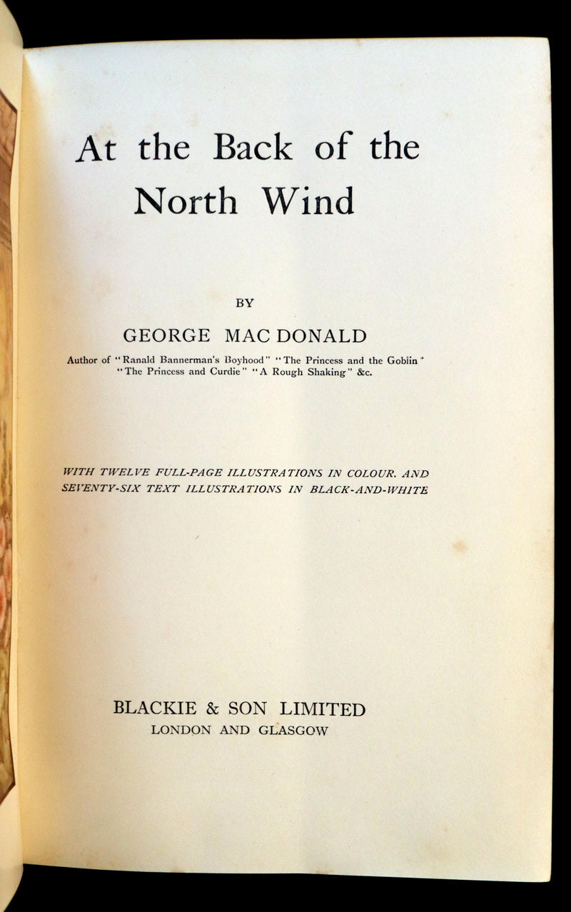 1911 Rare Edition - AT THE BACK OF THE NORTH WIND Illustrated by Frank C. Pape.