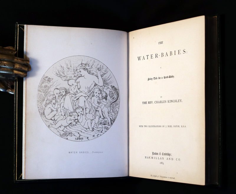 1863 First Edition Bayntun-Riviere Binding - Water-Babies Fairy Tale for a Land-Baby Illustrated by J. Noel Paton.