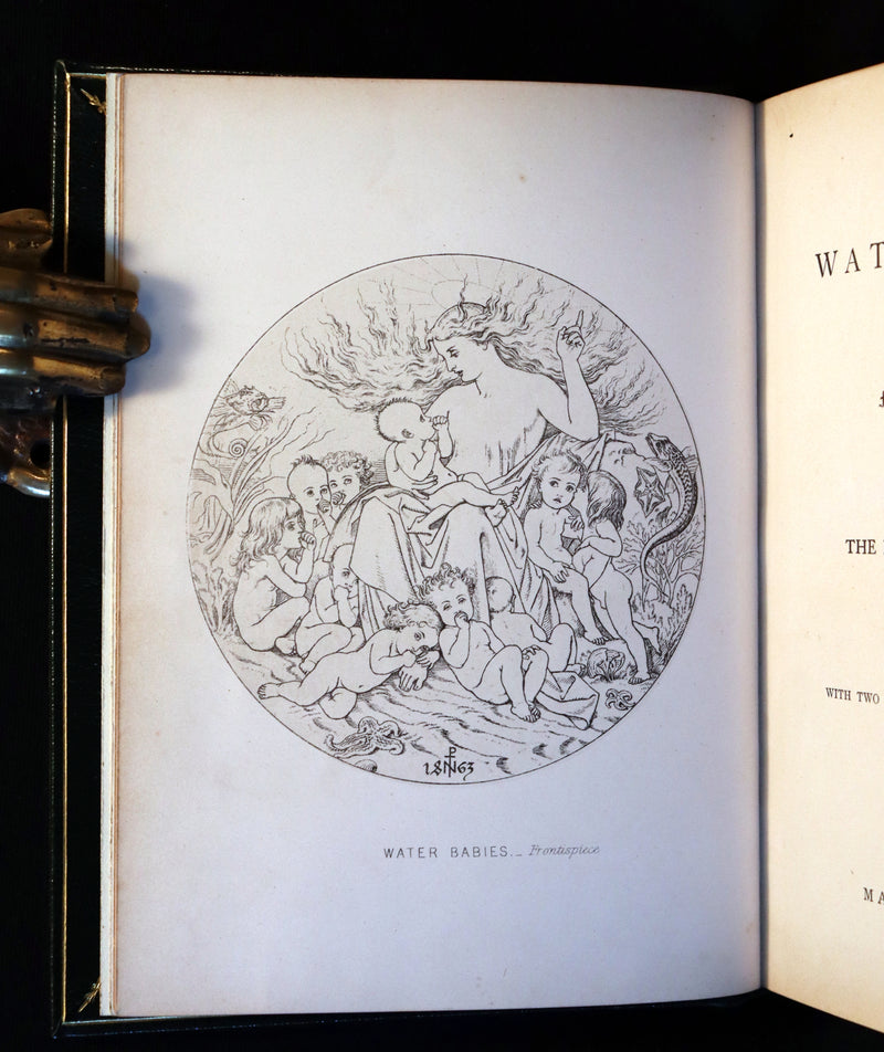1863 First Edition Bayntun-Riviere Binding - Water-Babies Fairy Tale for a Land-Baby Illustrated by J. Noel Paton.