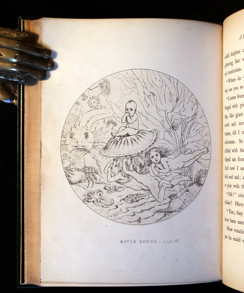 1863 First Edition Bayntun-Riviere Binding - Water-Babies Fairy Tale for a Land-Baby Illustrated by J. Noel Paton.