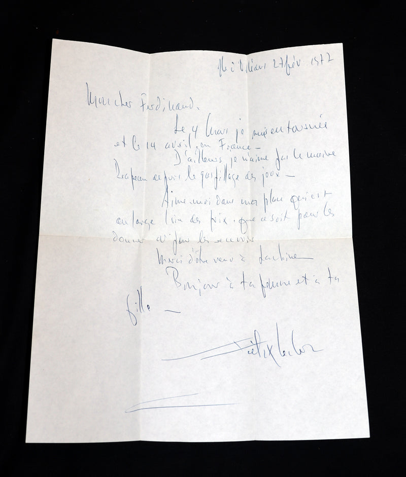 1955 Rare Quebec Poet Signed 1stED - FELIX LECLERC, Moi mes Souliers with scarce 1977 SIGNED Letter.