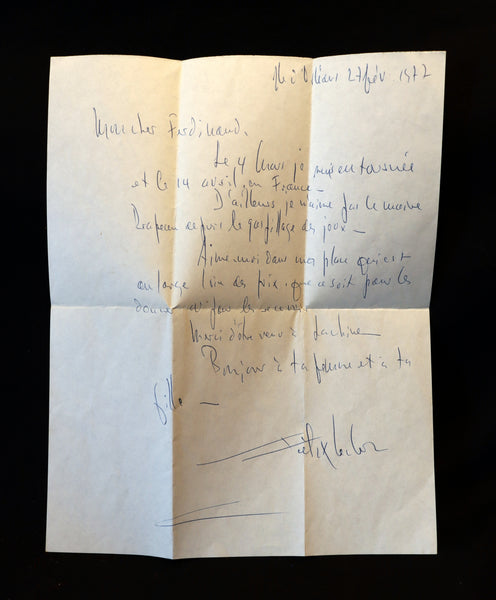 1955 Rare Quebec Poet Signed 1stED - FELIX LECLERC, Moi mes Souliers with scarce 1977 SIGNED Letter.