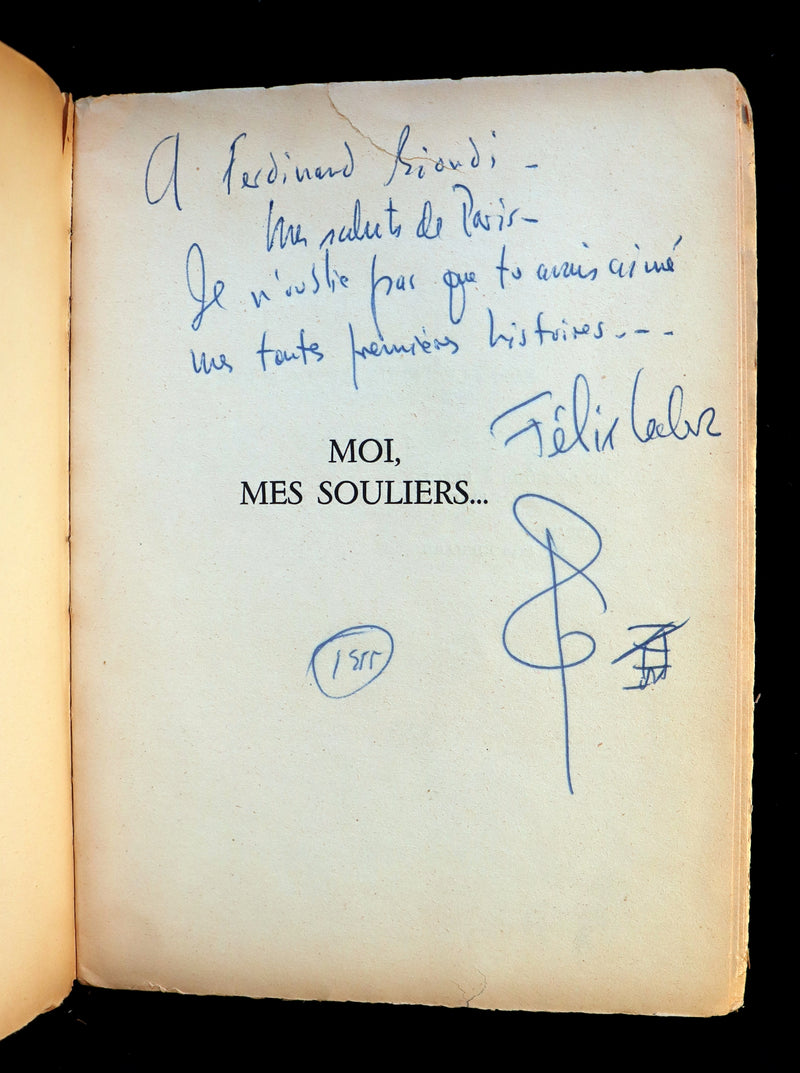 1955 Rare Quebec Poet Signed 1stED - FELIX LECLERC, Moi mes Souliers with scarce 1977 SIGNED Letter.