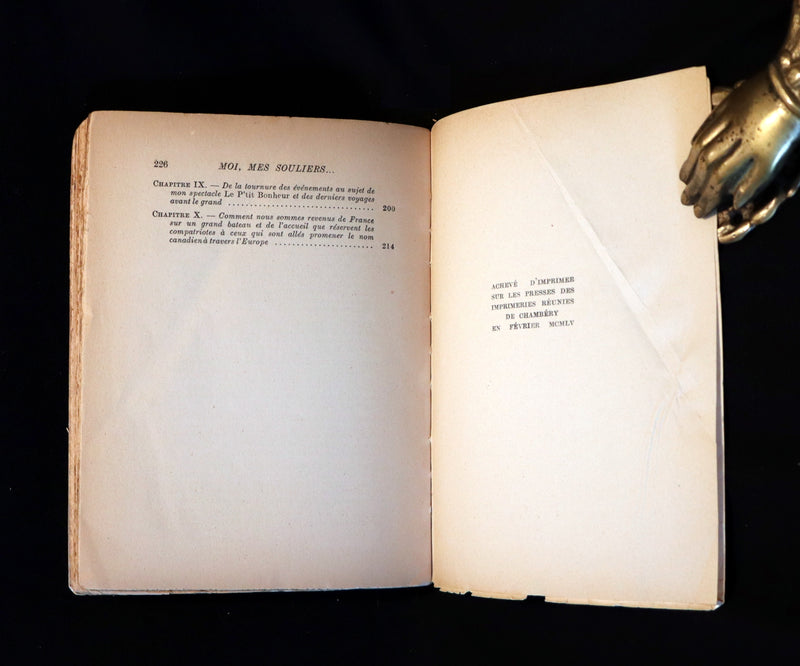 1955 Rare Quebec Poet Signed 1stED - FELIX LECLERC, Moi mes Souliers with scarce 1977 SIGNED Letter.