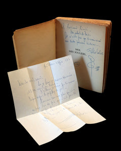 1955 Rare Quebec Poet Signed 1stED - FELIX LECLERC, Moi mes Souliers with scarce 1977 SIGNED Letter.