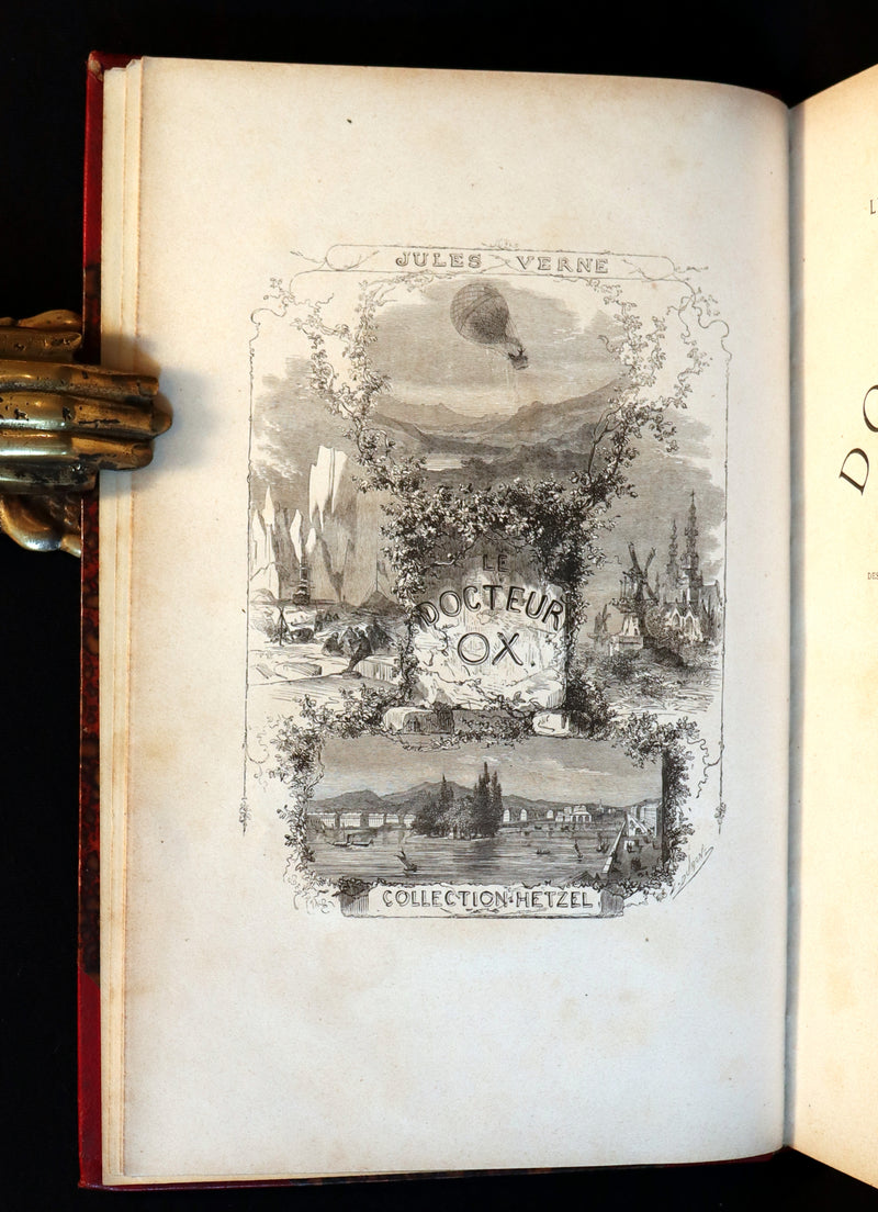 1880 Rare French Edition - JULES VERNE - Le Docteur Ox, Maitre Zacharius, Un hivernage dans les glaces, Un drame dans les airs, Quarantième ascension française au Mont Blanc.