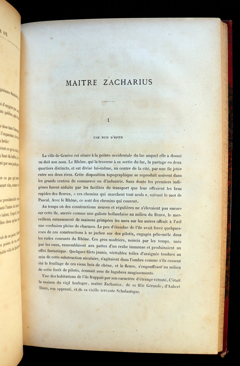 1880 Rare French Edition - JULES VERNE - Le Docteur Ox, Maitre Zacharius, Un hivernage dans les glaces, Un drame dans les airs, Quarantième ascension française au Mont Blanc.