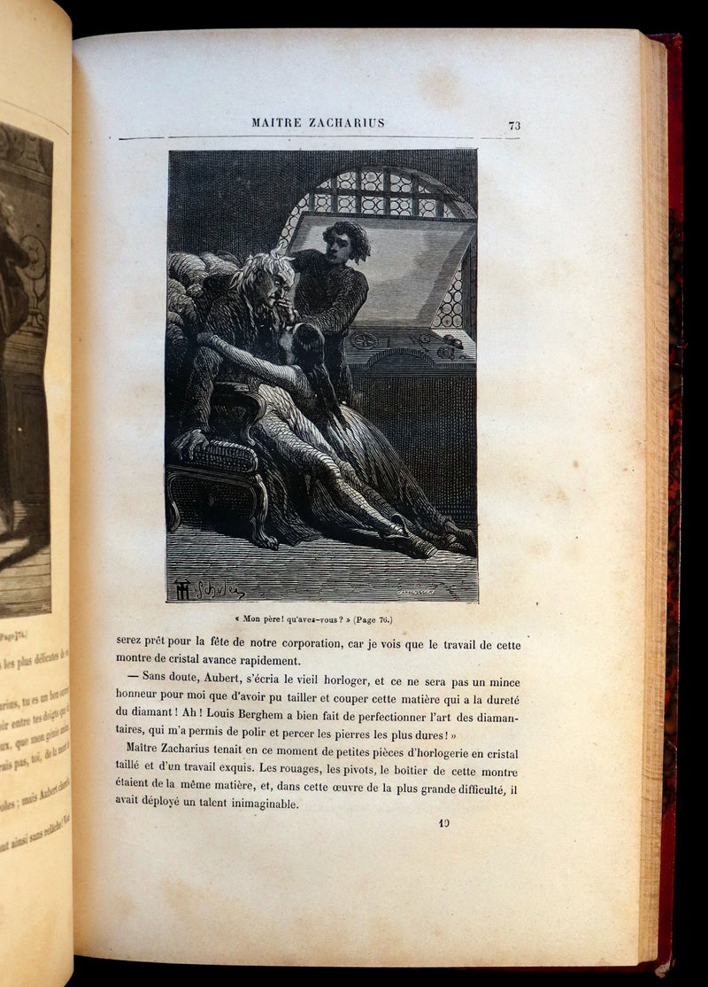 1880 Rare French Edition - JULES VERNE - Le Docteur Ox, Maitre Zacharius, Un hivernage dans les glaces, Un drame dans les airs, Quarantième ascension française au Mont Blanc.
