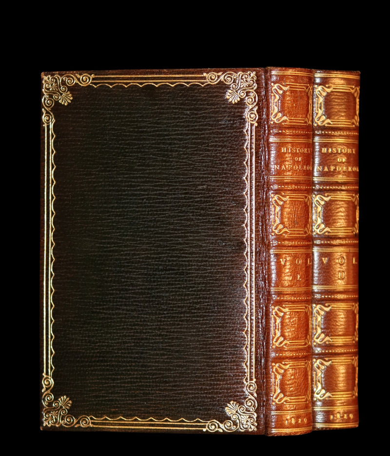 1829 Scarce book set bound by BAYNTUN ~ The History of NAPOLEON BUONAPARTE, illustrated.
