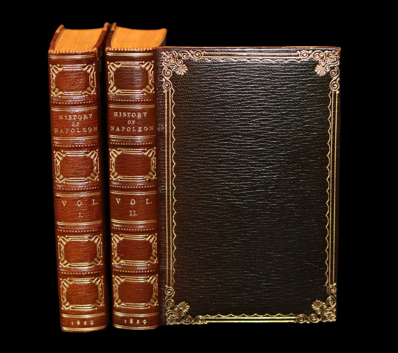 1829 Scarce book set bound by BAYNTUN ~ The History of NAPOLEON BUONAPARTE, illustrated.