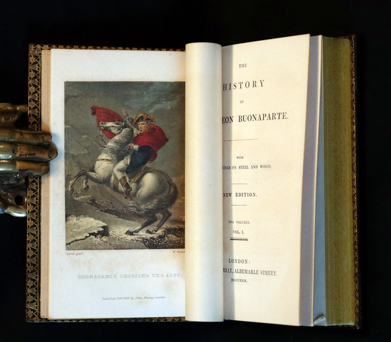 1829 Scarce book set bound by BAYNTUN ~ The History of NAPOLEON BUONAPARTE, illustrated.