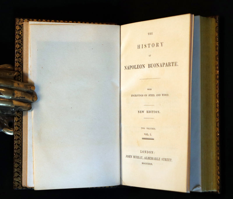 1829 Scarce book set bound by BAYNTUN ~ The History of NAPOLEON BUONAPARTE, illustrated.