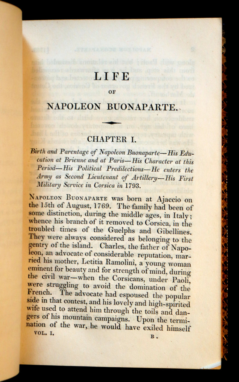 1829 Scarce book set bound by BAYNTUN ~ The History of NAPOLEON BUONAPARTE, illustrated.