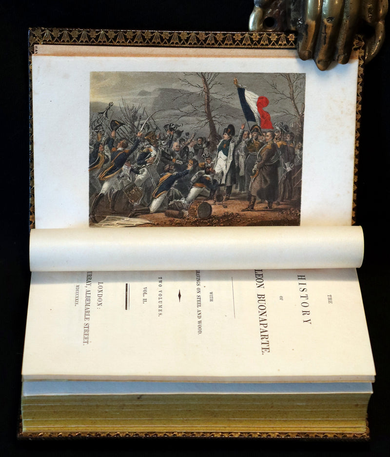 1829 Scarce book set bound by BAYNTUN ~ The History of NAPOLEON BUONAPARTE, illustrated.