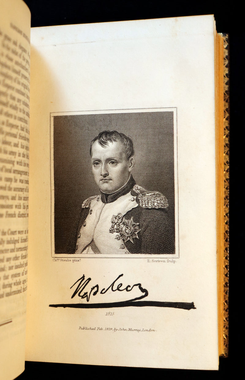 1829 Scarce book set bound by BAYNTUN ~ The History of NAPOLEON BUONAPARTE, illustrated.