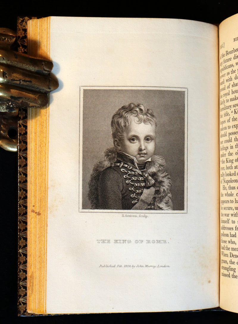 1829 Scarce book set bound by BAYNTUN ~ The History of NAPOLEON BUONAPARTE, illustrated.