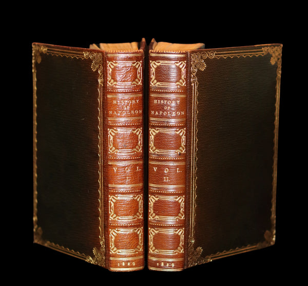 1829 Scarce book set bound by BAYNTUN ~ The History of NAPOLEON BUONAPARTE, illustrated.