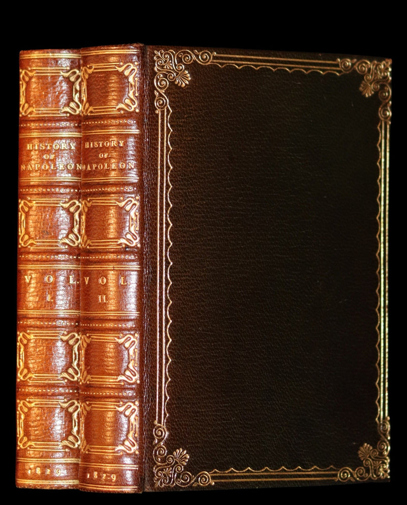 1829 Scarce book set bound by BAYNTUN ~ The History of NAPOLEON BUONAPARTE, illustrated.
