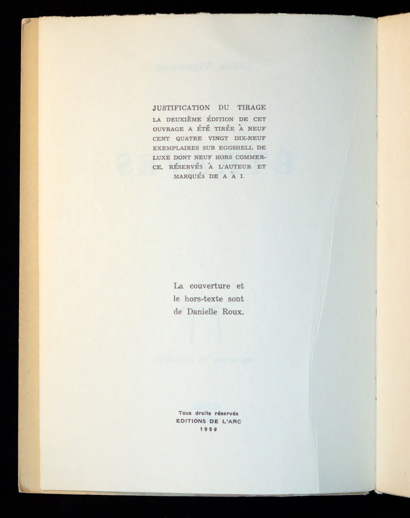 1961 Rare 2nd Edition French Book - Signed by Gilles Vigneault - ETRAVES.