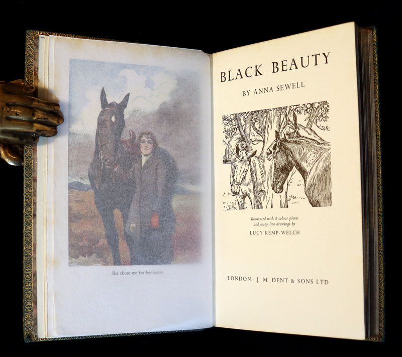 1966 Rare Bayntun for Brentano's binding - BLACK BEAUTY by Anna Sewell illustrated by Lucy Kemp-Welch.