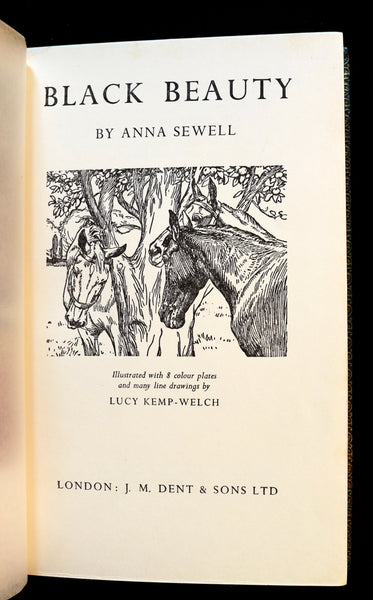 1966 Rare Bayntun for Brentano's binding - BLACK BEAUTY by Anna Sewell illustrated by Lucy Kemp-Welch.