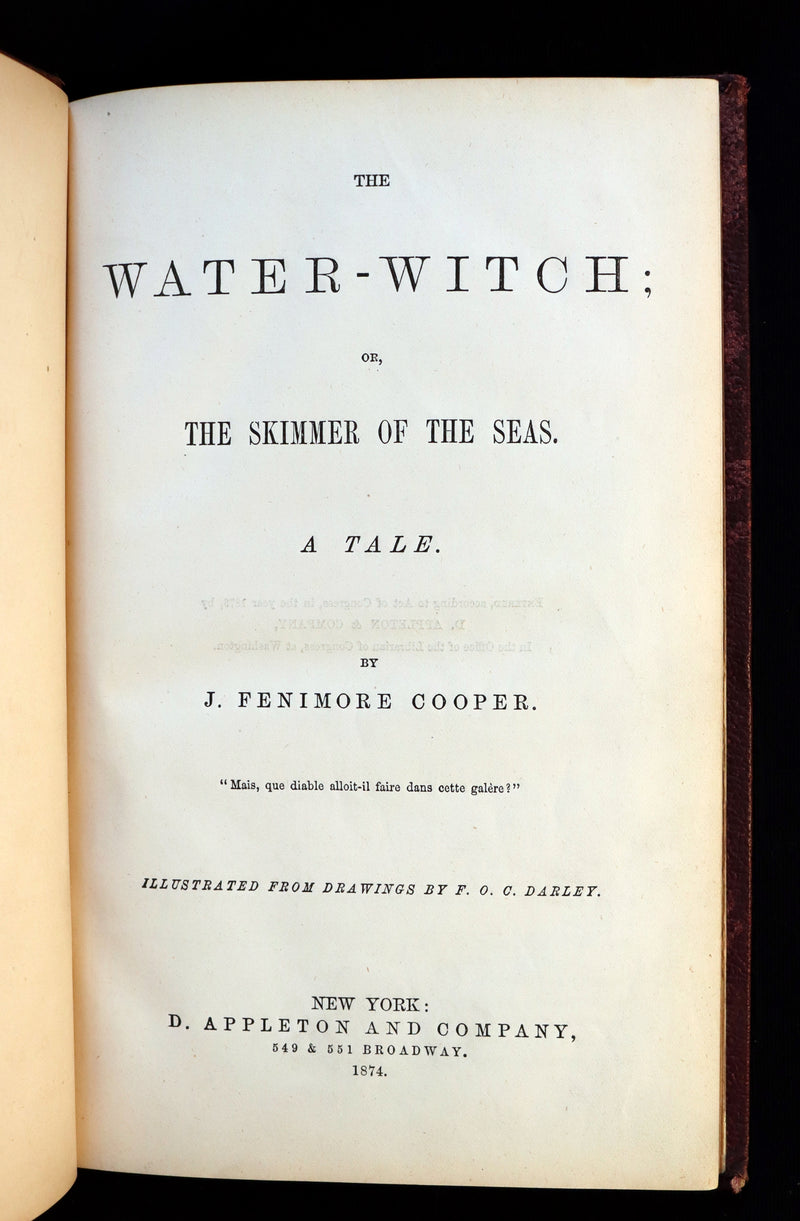 1874 Rare Victorian Book - THE WATER-WITCH by James Fenimore Cooper Illustrated by F. O. C. Darley.