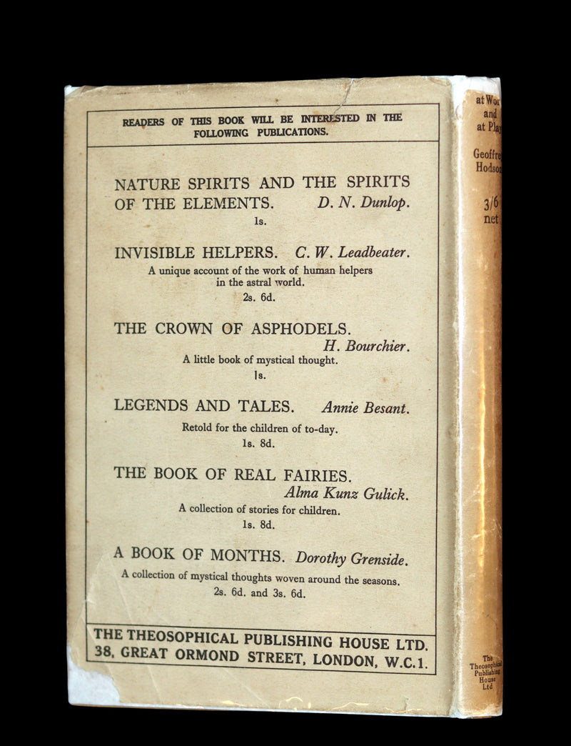 1925 Rare First Edition Book - Fairies at Work and at Play observed by Geoffrey Hodson.