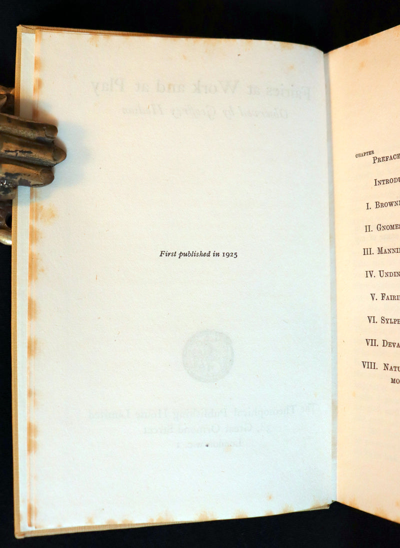 1925 Rare First Edition Book - Fairies at Work and at Play observed by Geoffrey Hodson.