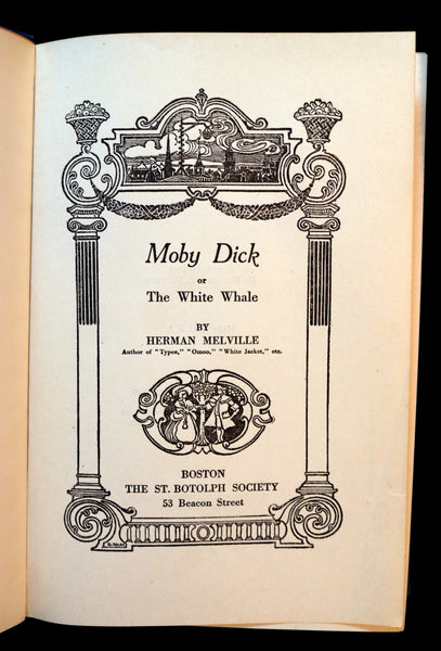 1922 Rare Book - MOBY DICK or The White Whale by Herman Melville illustrated by Augustus Burnham Shute.