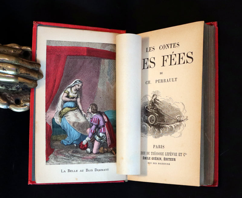 1890 Scarce color illustrated French Book ~ Contes des Fees by Charles Perrault - Fairy Tales.