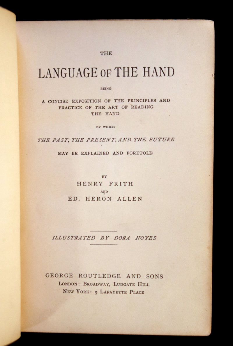 1890 Scarce Chrimancy Book - The Language of the Hand or The Art of Reading the Hand by Henry Frith.