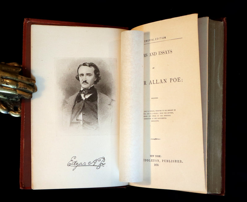 1876 Rare First Memorial Edition - Poems and Essays of Edgar Allan Poe (The Raven, Lenore, Ulalume, ...).