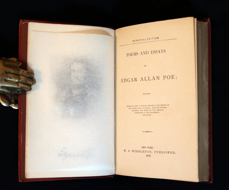 1876 Rare First Memorial Edition - Poems and Essays of Edgar Allan Poe (The Raven, Lenore, Ulalume, ...).