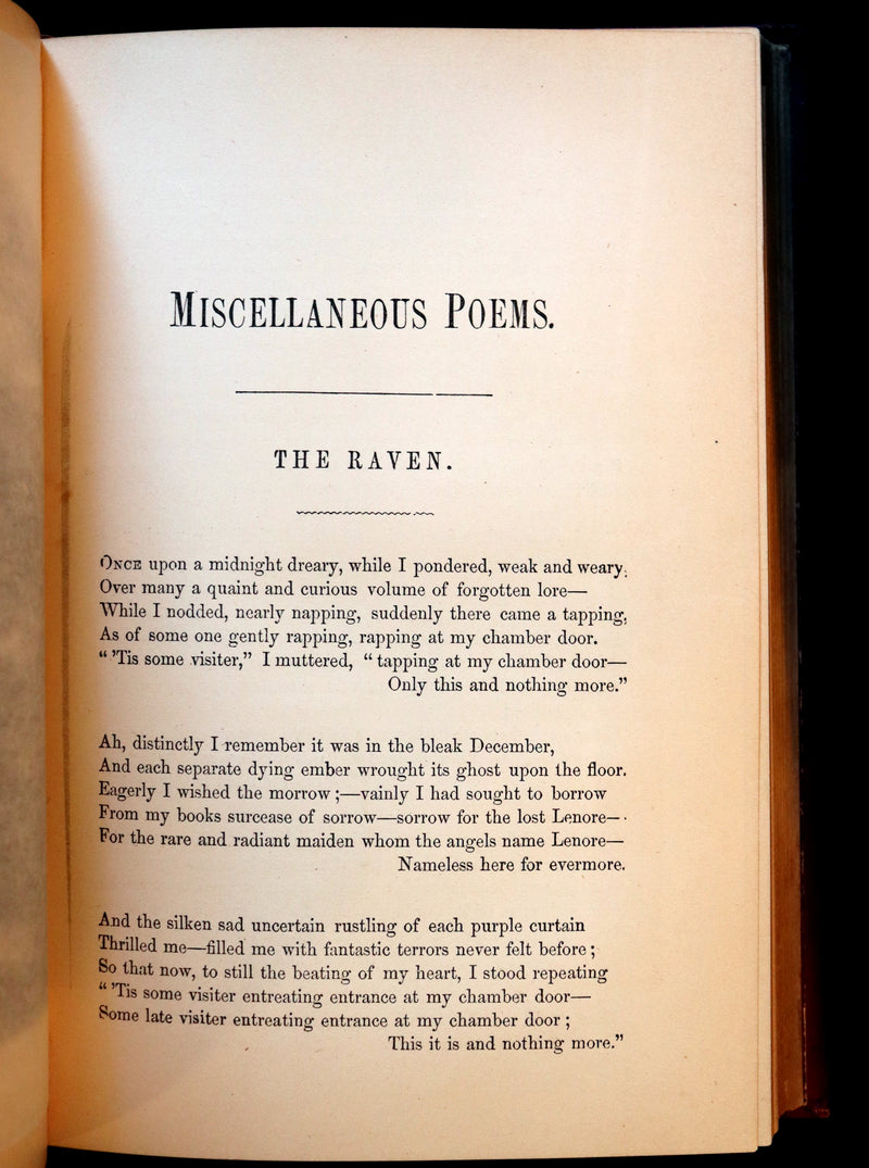 1876 Rare First Memorial Edition - Poems and Essays of Edgar Allan Poe (The Raven, Lenore, Ulalume, ...).