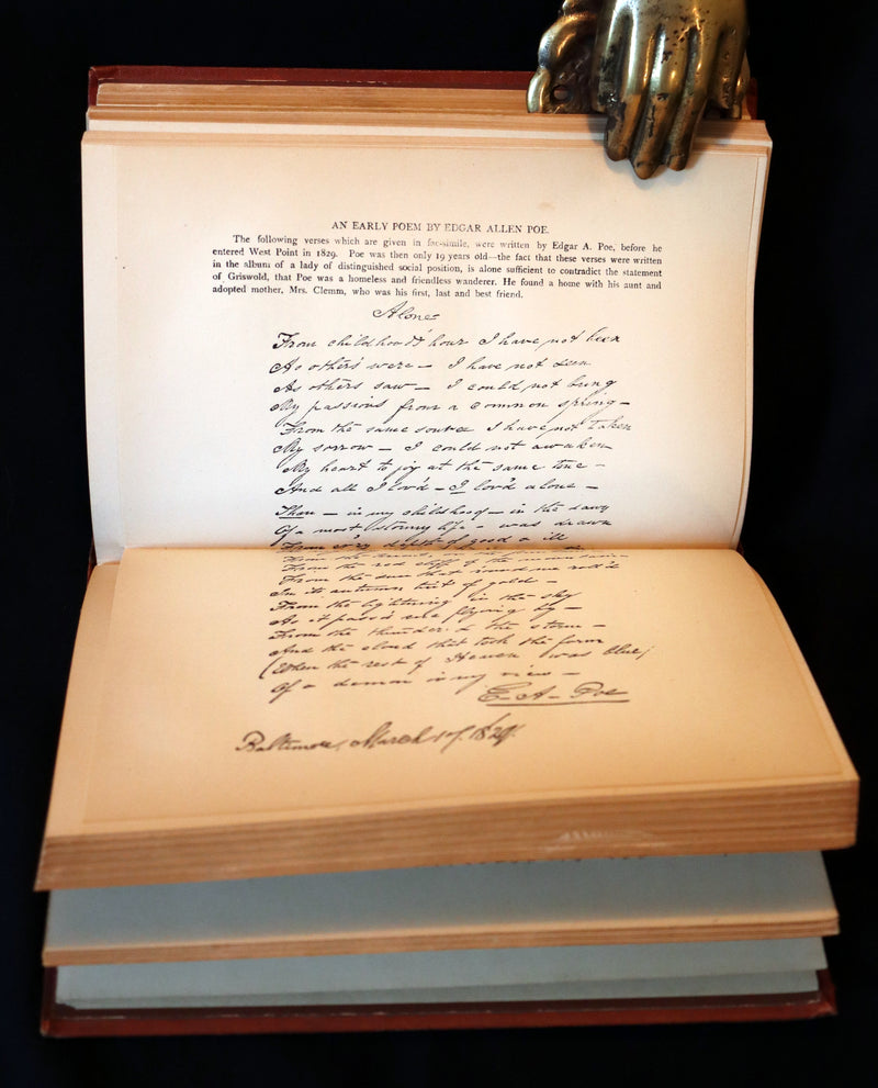 1876 Rare First Memorial Edition - Poems and Essays of Edgar Allan Poe (The Raven, Lenore, Ulalume, ...).