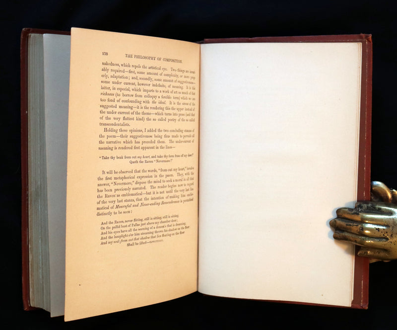 1876 Rare First Memorial Edition - Poems and Essays of Edgar Allan Poe (The Raven, Lenore, Ulalume, ...).