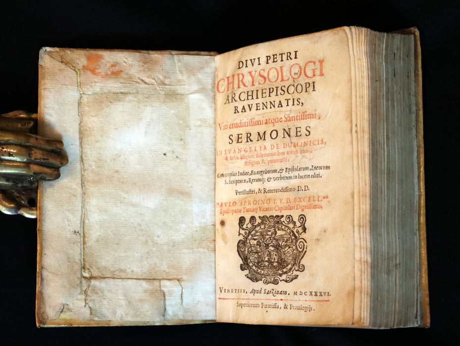 1636 Scarce Latin vellum Book - Peter Chrysologus - Sermons on Christian life in fifth-century Ravenna (Italy).