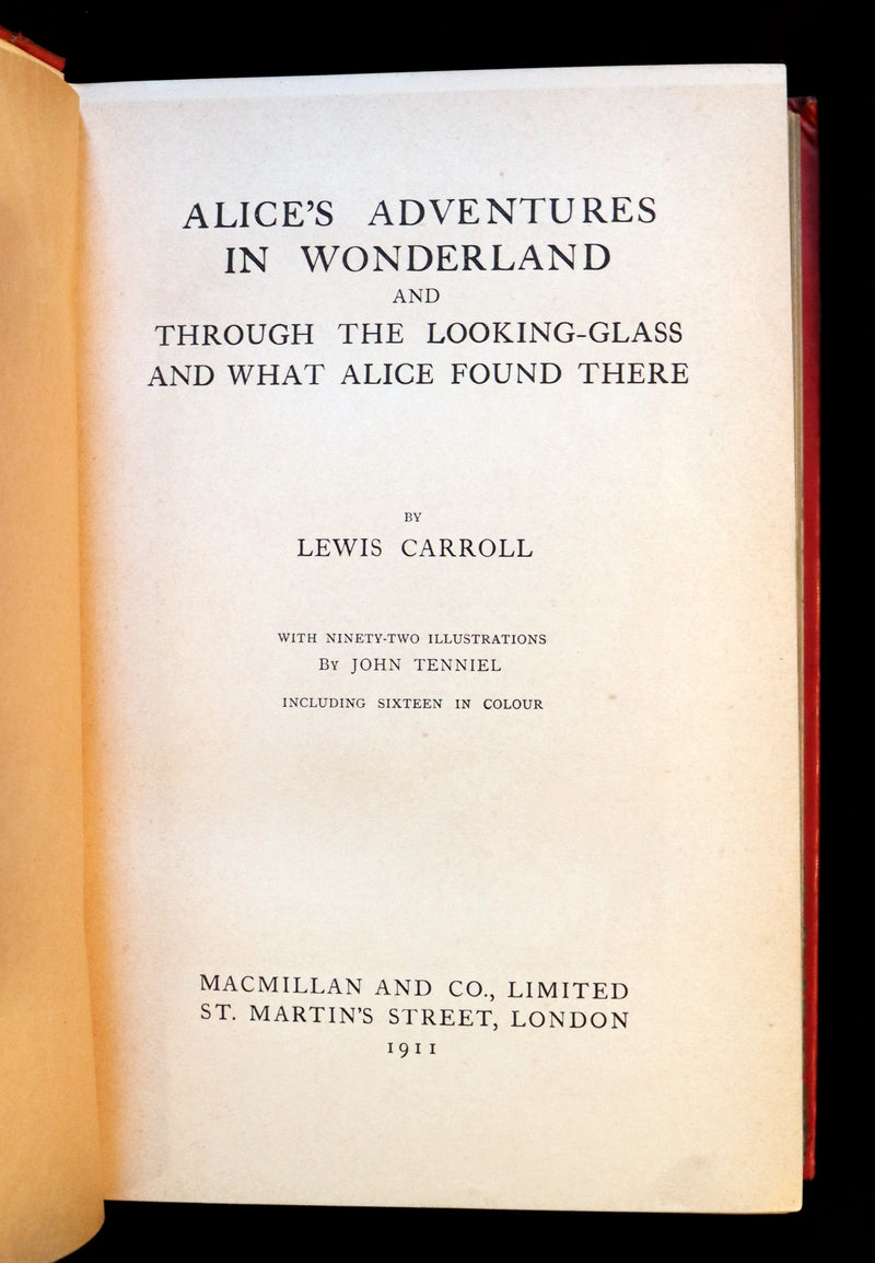 1911 Scarce First COLOR illustrated Edition - Alice's Adventures in Wonderland & Through the Looking-Glass.