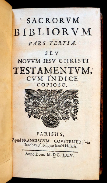1664 Rare Latin Bible - Novum Jesu Christi Testamentum - New Testament.